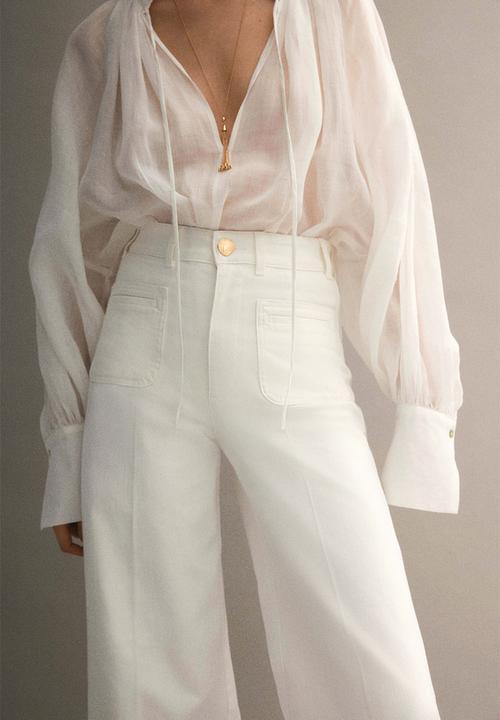 H&M - Wide high jeans - white
