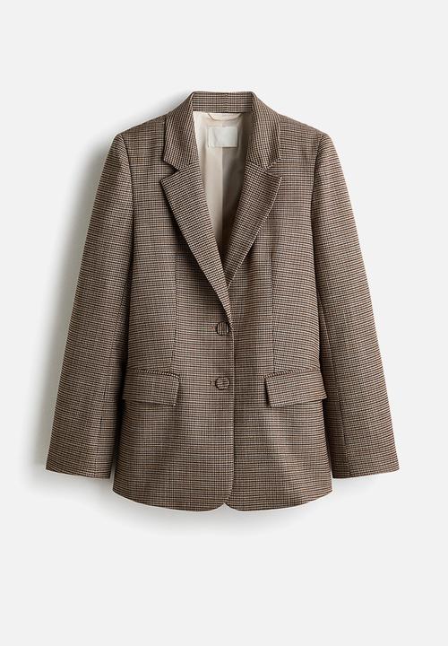 H&M - Single-breasted blazer - beige/dogtooth pattern