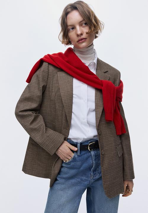 H&M - Single-breasted blazer - beige/dogtooth pattern