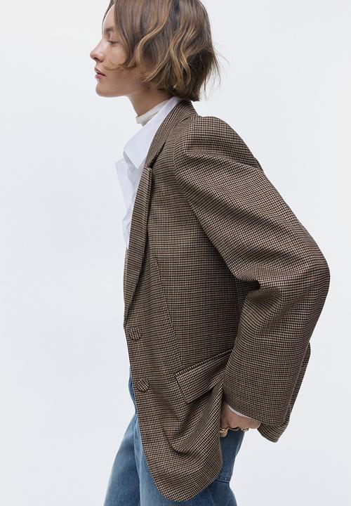 H&M - Single-breasted blazer - beige/dogtooth pattern