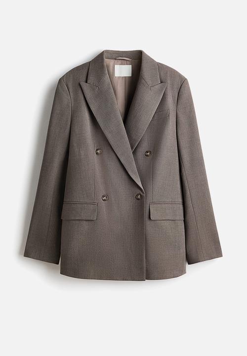 H&M - Double-breasted blazer - dark mole