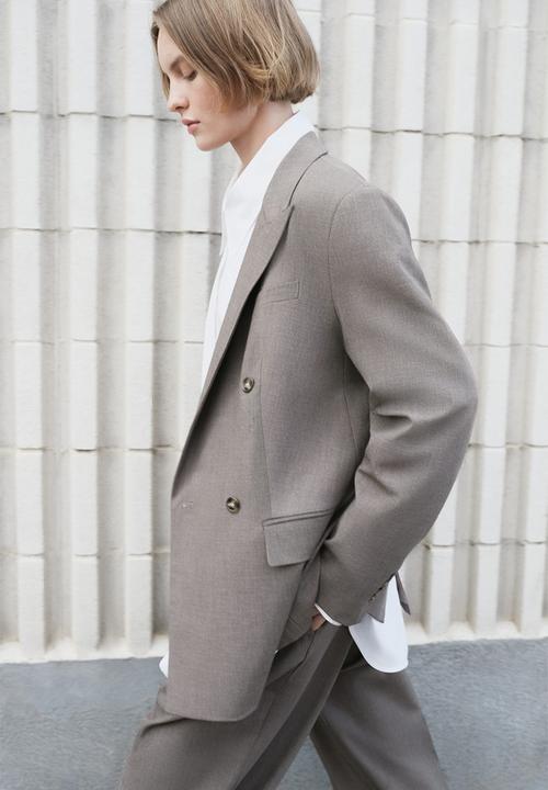 H&M - Double-breasted blazer - dark mole
