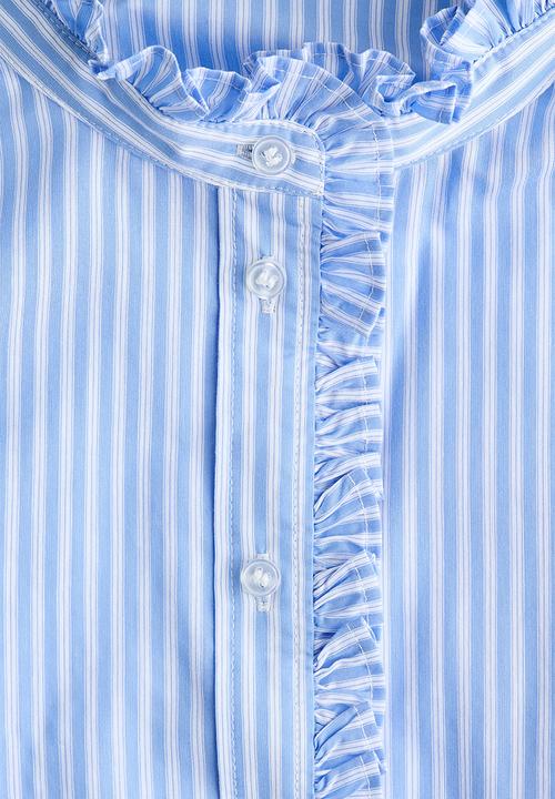 H&M - Frill-trimmed poplin blouse - blue/striped