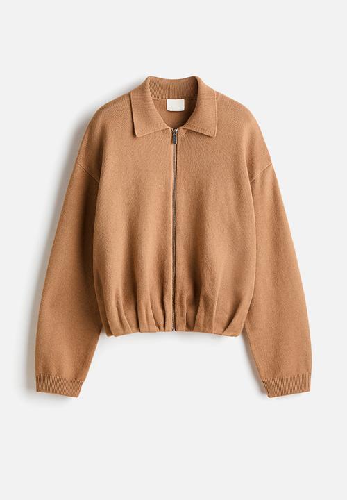 H&M - Oversized zip-through cardigan - dark beige