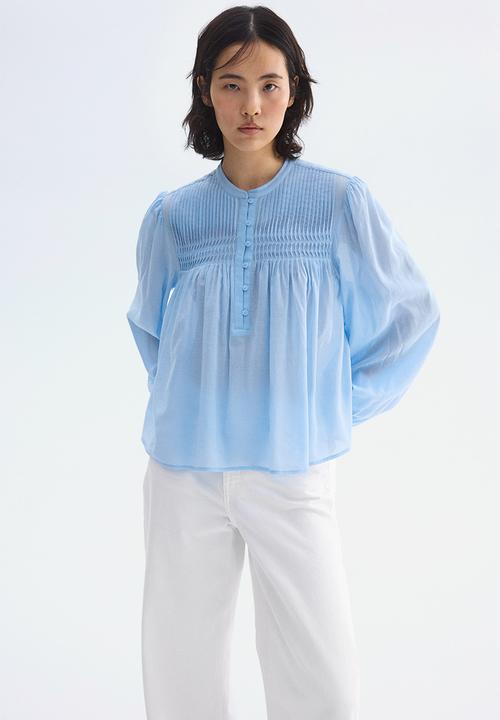 H&M - Pintucked blouse - light blue