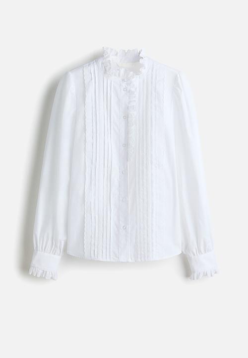 H&M - Pintucked cotton blouse - white