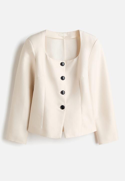 H&M - Square-neck blazer - light beige