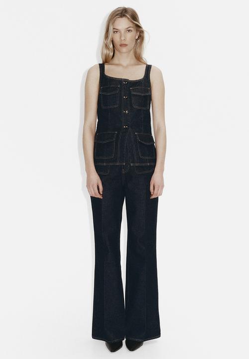H&M - Denim button-front top - dark denim blue