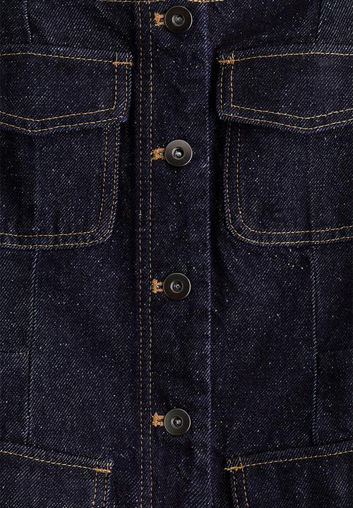 H&M - Denim button-front top - dark denim blue