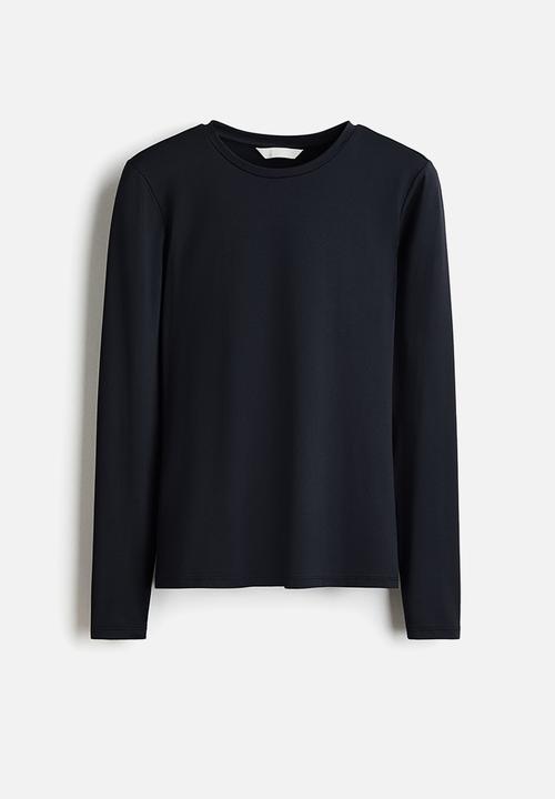 H&M - Long-sleeved microfibre top - navy blue