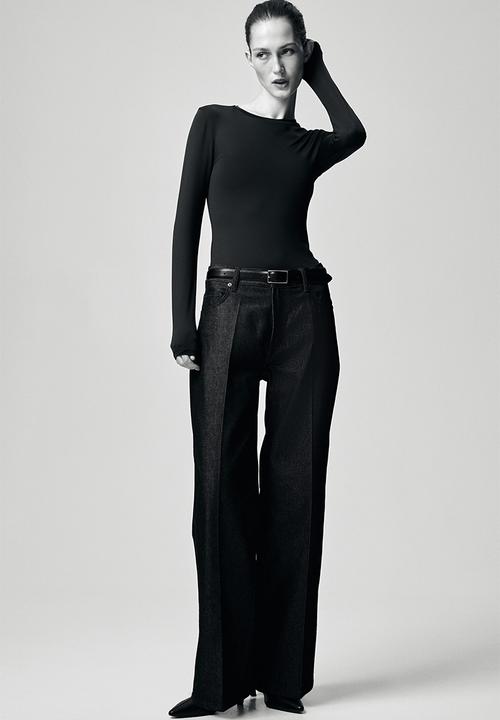 H&M - Long-sleeved microfibre top - navy blue