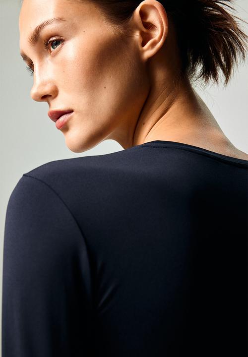 H&M - Long-sleeved microfibre top - navy blue