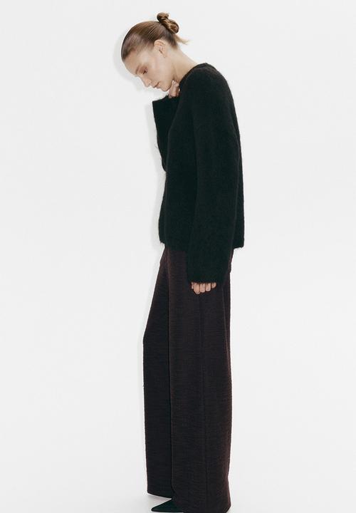 H&M - Wide boucl trousers - dark brown