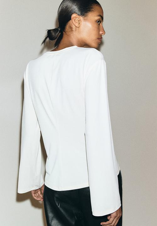 H&M - Twist-detail top - light beige