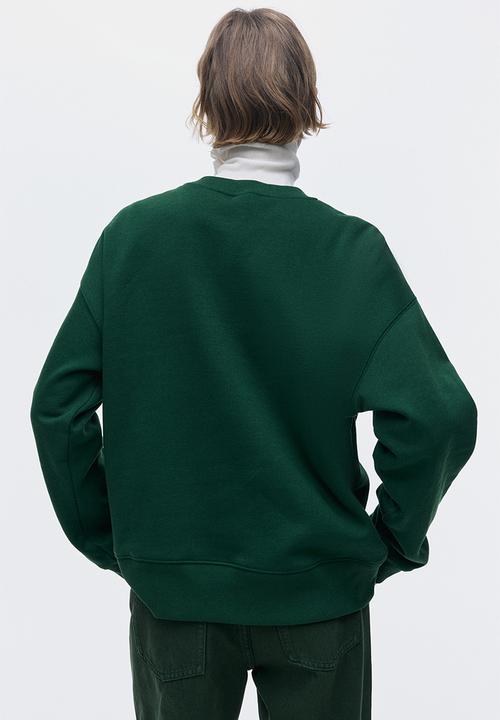 H&M - Motif-detail sweatshirt - dark green/chicago