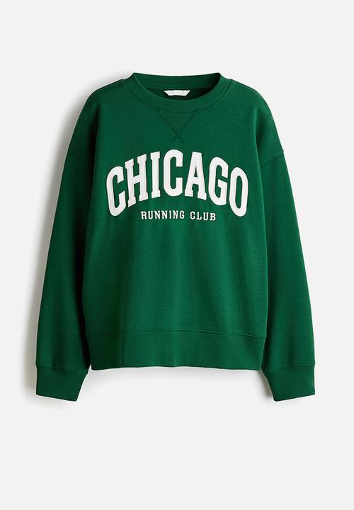 H&M - Motif-detail sweatshirt - dark green/chicago