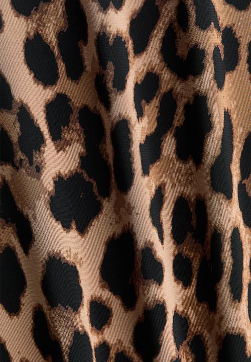 H&M - Long-sleeved body - dark beige/leopard print
