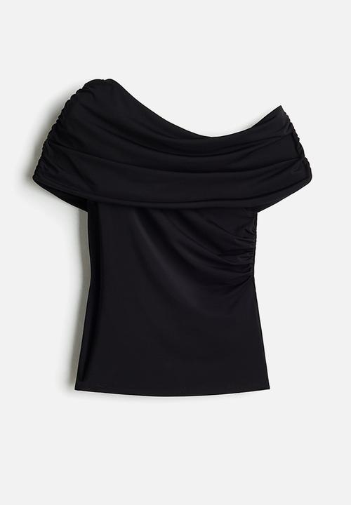 H&M - Draped off-the-shoulder top - black