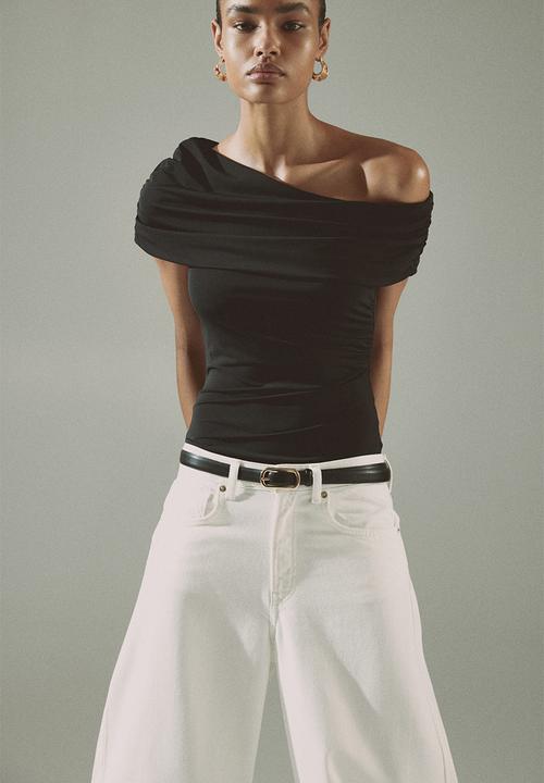 H&M - Draped off-the-shoulder top - black