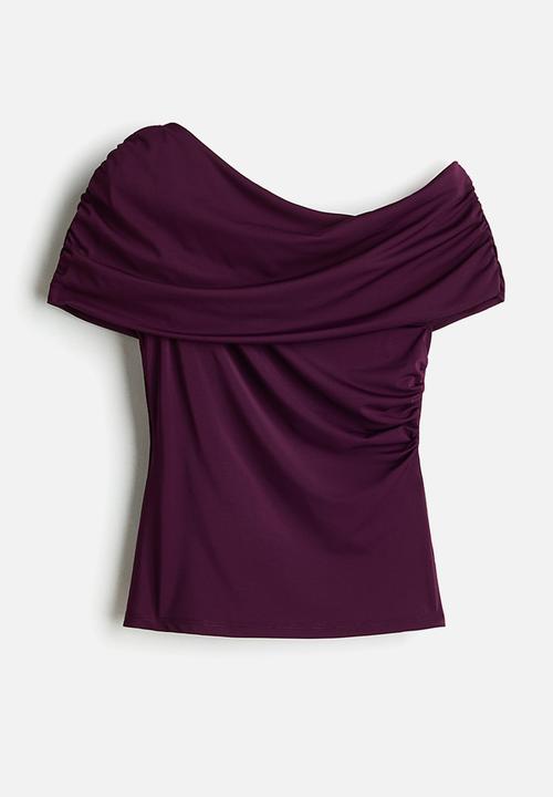 H&M - Draped off-the-shoulder top - dark purple