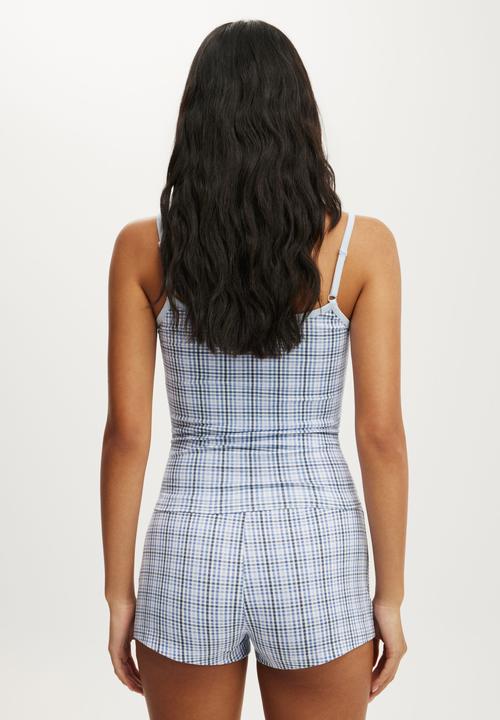 Cotton On - Dreamy soft boyshort - isla micro check daydream blue