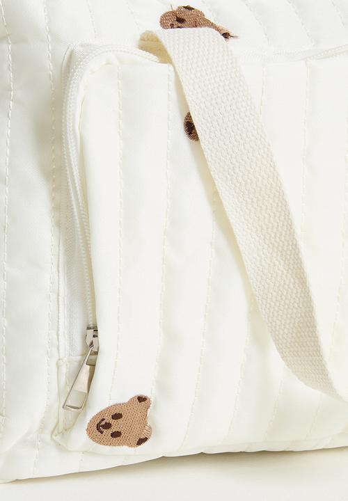 Pop Candy - Quilted bear aop diaper bag - cornsilk white