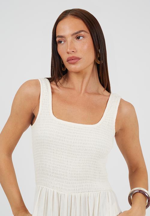 Brave Soul - Ladies Scoop Neckline Jumpsuit - Cream