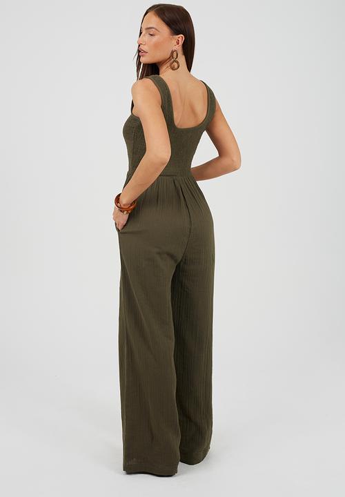 Brave Soul - Ladies Scoop Neckline Jumpsuit - Chocolate