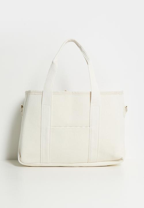 Pop Candy - Canvas teddy bear diaper bag - off white
