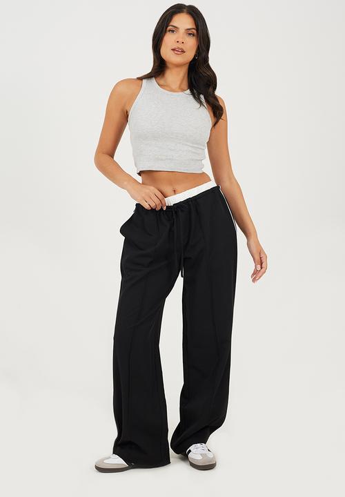 Brave Soul - Ladies Tailored Trouser With Contrast Waistband - Black/White