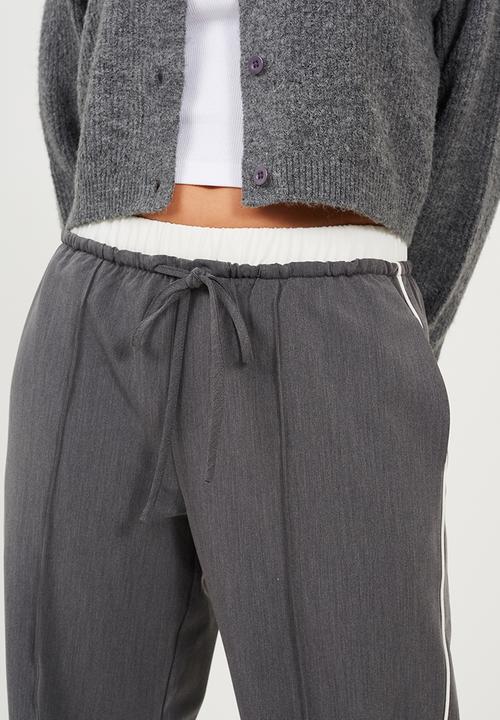 Brave Soul - Ladies Tailored Trouser With Contrast Waistband - Grey/White