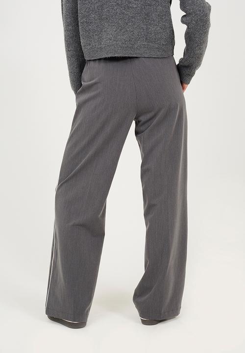 Brave Soul - Ladies Tailored Trouser With Contrast Waistband - Grey/White