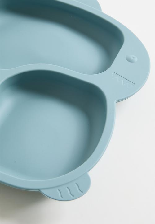 Pop Candy - Dino silicone baby plate - teal blue