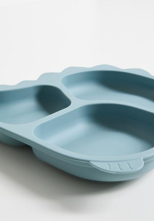 Pop Candy - Dino silicone baby plate - teal blue