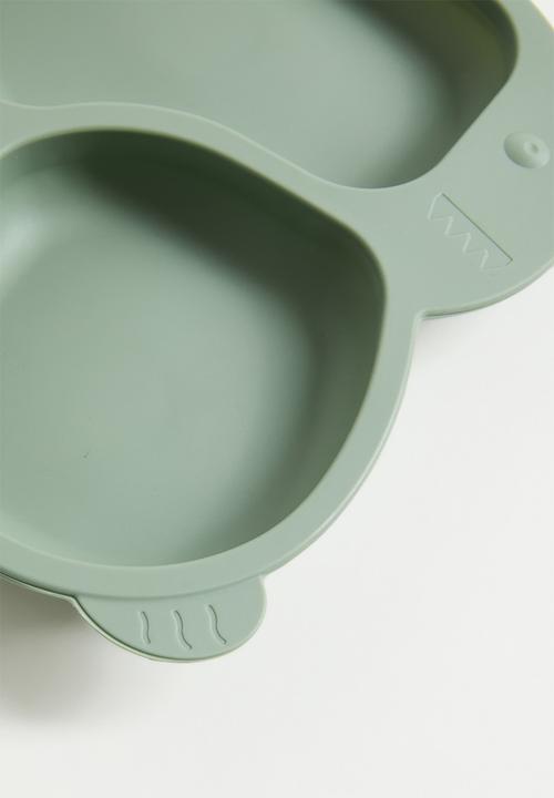 Pop Candy - Dino silicone baby plate - sage green