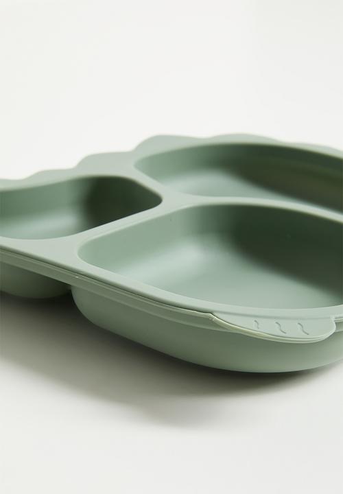 Pop Candy - Dino silicone baby plate - sage green