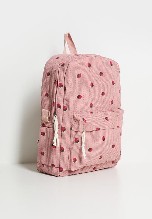 Pop Candy - Corduroy backpack and lunch bag - mauve pink/polka dots