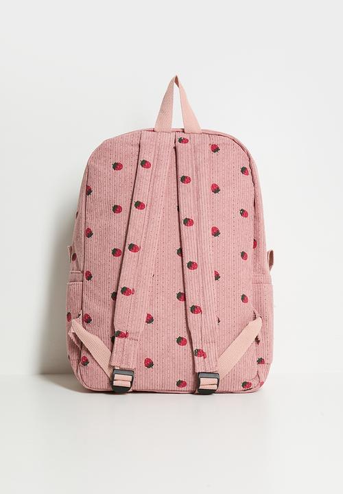 Pop Candy - Corduroy backpack and lunch bag - mauve pink/polka dots