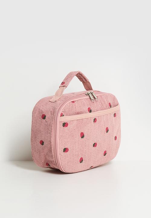 Pop Candy - Corduroy backpack and lunch bag - mauve pink/polka dots