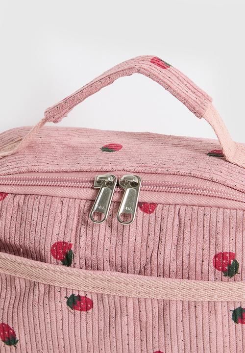 Pop Candy - Corduroy backpack and lunch bag - mauve pink/polka dots