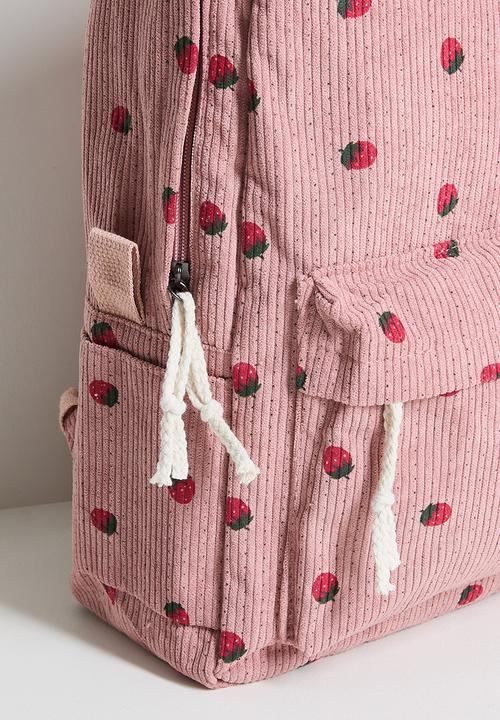 Pop Candy - Corduroy backpack and lunch bag - mauve pink/polka dots