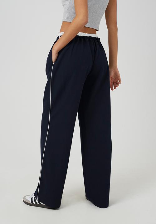 Brave Soul - Ladies Tailored Trouser With Contrast Waistband - Dark Navy/White