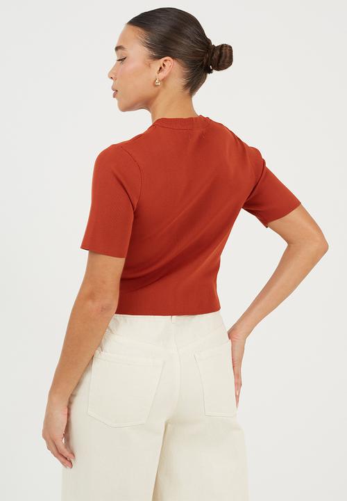 Brave Soul - Ladies Knit Short Sleeves T-Shirt - Amber