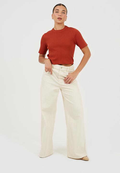 Brave Soul - Ladies Knit Short Sleeves T-Shirt - Amber