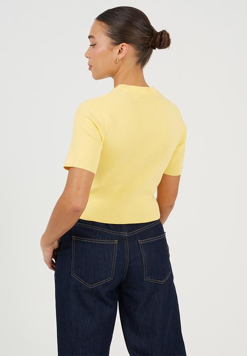 Brave Soul - Ladies Knit Short Sleeves T-Shirt - Lemon