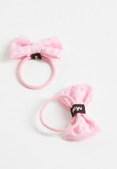 Pop Candy - 2 pc classic bow hair tie - pink/pink stripes
