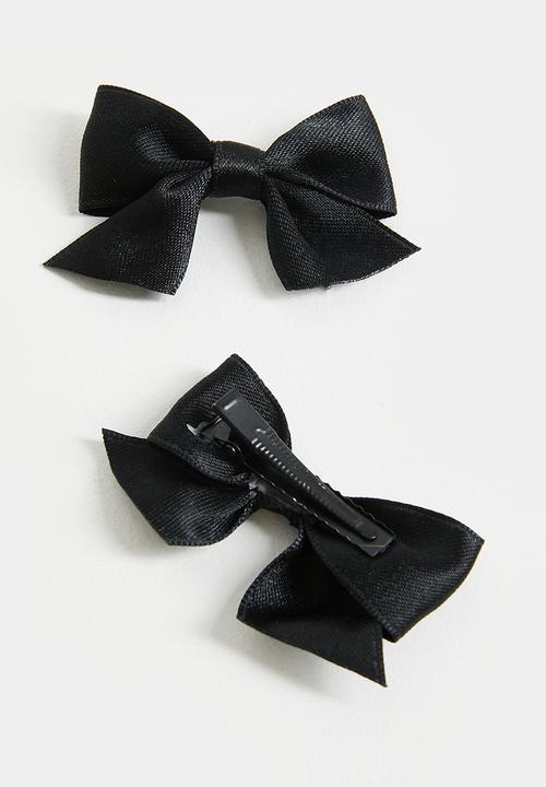 Pop Candy - 2 Pack harper bow hair clip - black