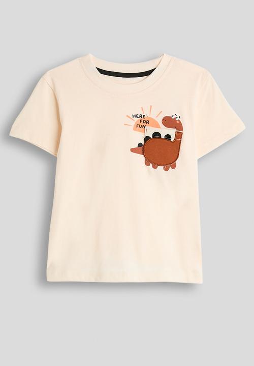Pop Candy - Dino tee with side spike shorts - seashell/blue