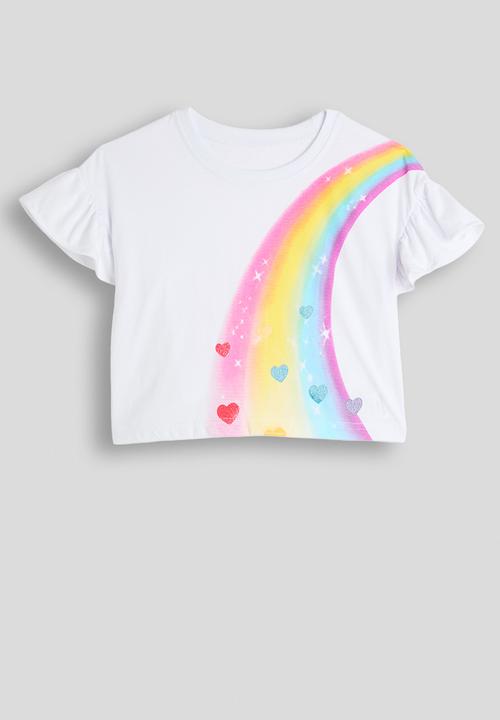 Pop Candy - Rainbow graphic tee with tulle skirt - white/pink