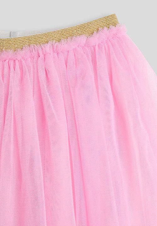 Pop Candy - Rainbow graphic tee with tulle skirt - white/pink